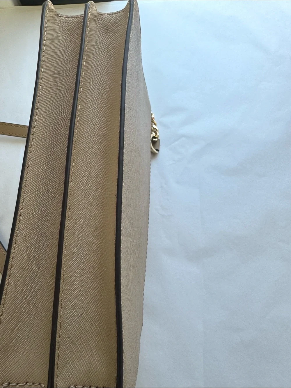 Michael Kors Daniela Saffiano Leather Crossbody Bag Gold Chain